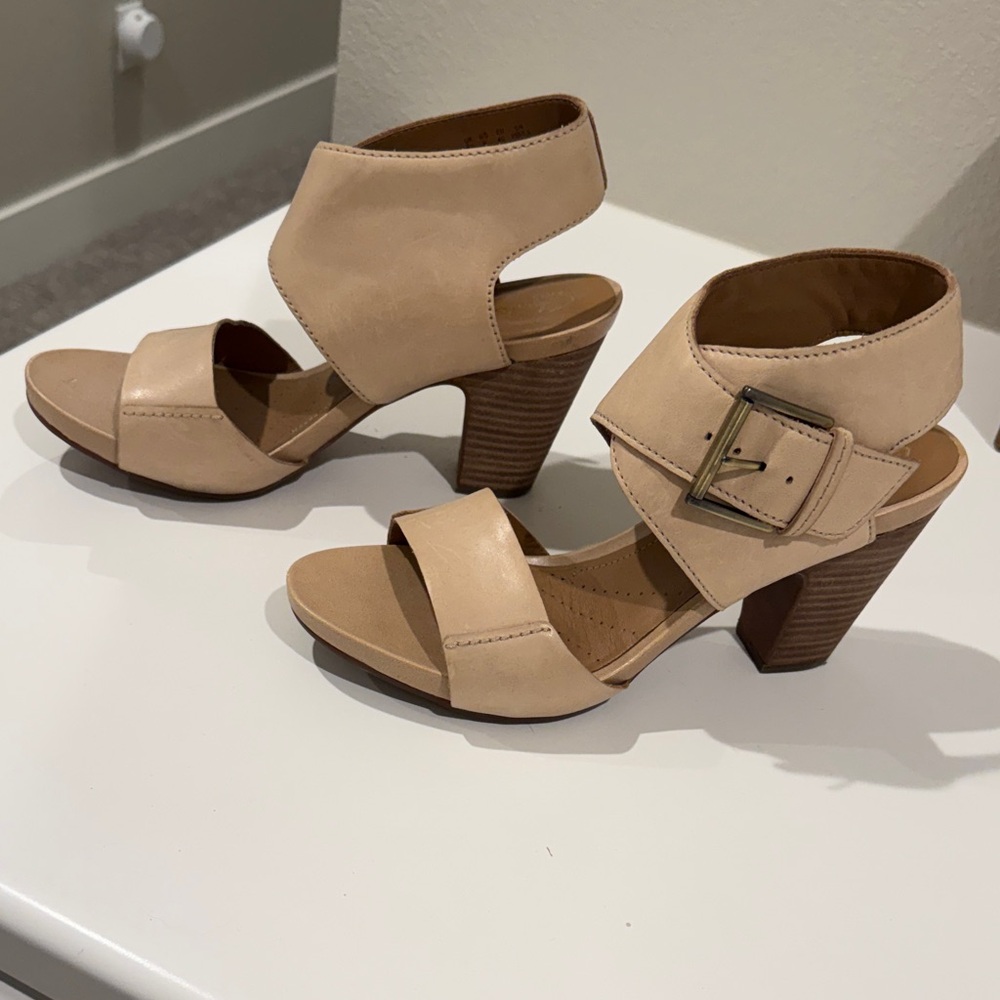 Clarks Beige Women's Heeled Sandals